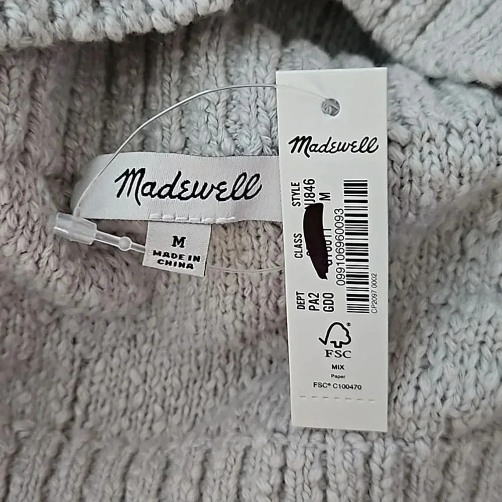 Madewell Cable Knit Tank Top Crop Sweater Light Gray Size‎ M NWT - Picture 5 of 10